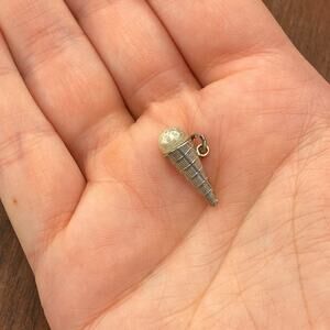 Vintage 925 Sterling Silver Enamel Ice Cream Cone Pendant Bracelet Charm